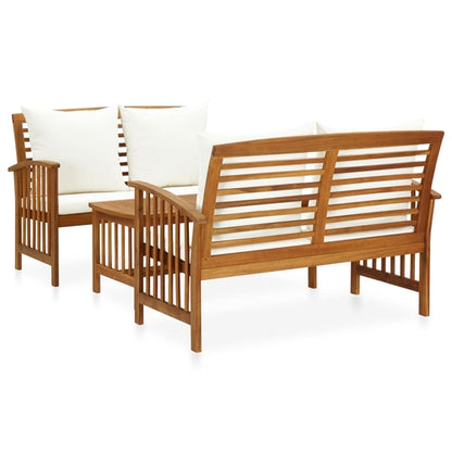 3 Piece Garden Lounge Set with Cushions Solid Acacia Wood