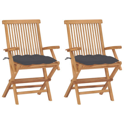 Garden Chairs with Anthracite Cushions 3 pcs Solid Teak Wood