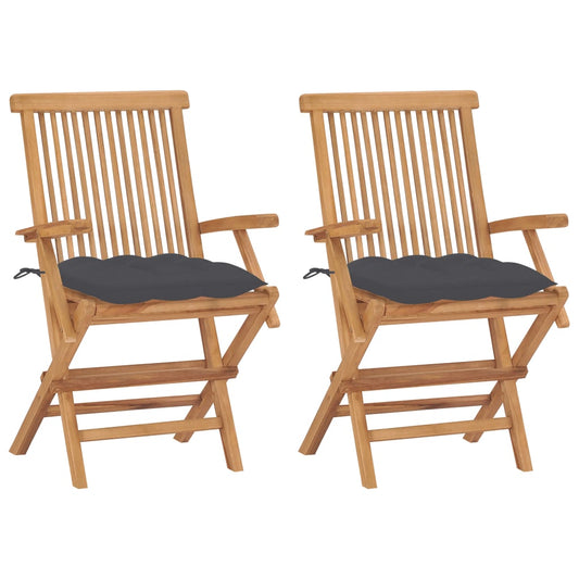 Garden Chairs with Anthracite Cushions 3 pcs Solid Teak Wood