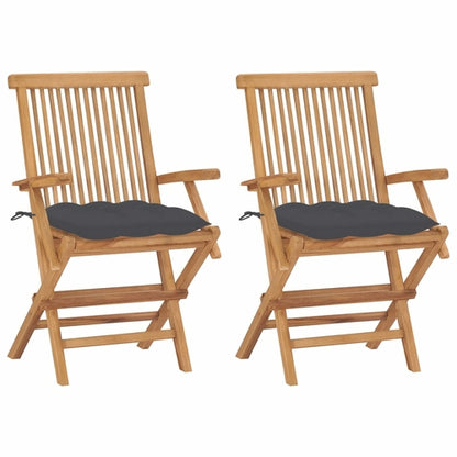 Garden Chairs with Anthracite Cushions 3 pcs Solid Teak Wood