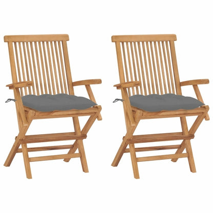 Garden Chairs with Anthracite Cushions 3 pcs Solid Teak Wood