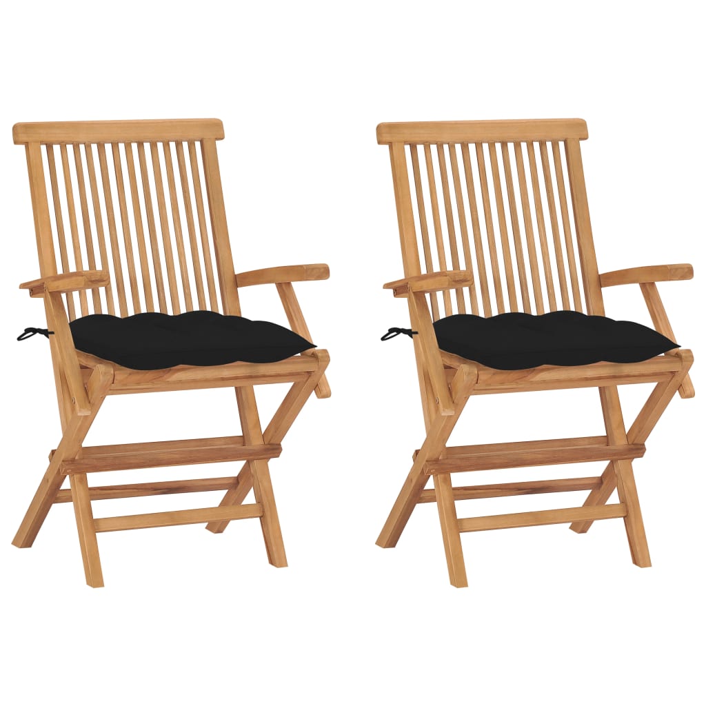 Garden Chairs with Anthracite Cushions 3 pcs Solid Teak Wood