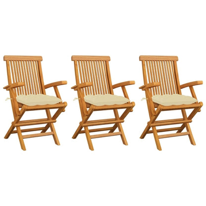 Garden Chairs with Anthracite Cushions 3 pcs Solid Teak Wood