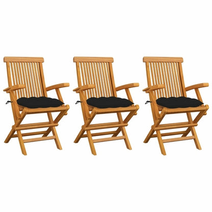 Garden Chairs with Anthracite Cushions 3 pcs Solid Teak Wood