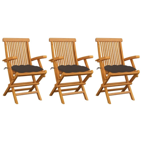 Garden Chairs with Anthracite Cushions 3 pcs Solid Teak Wood