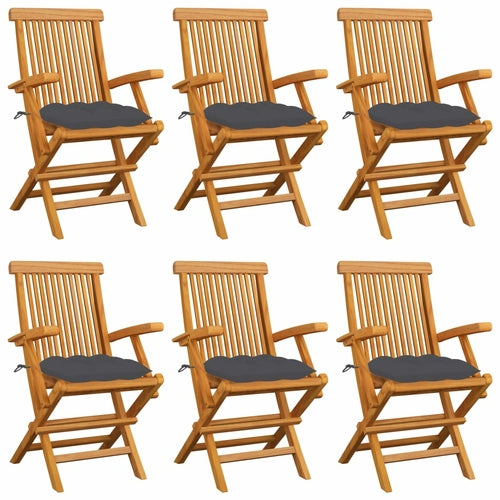 Garden Chairs with Anthracite Cushions 3 pcs Solid Teak Wood