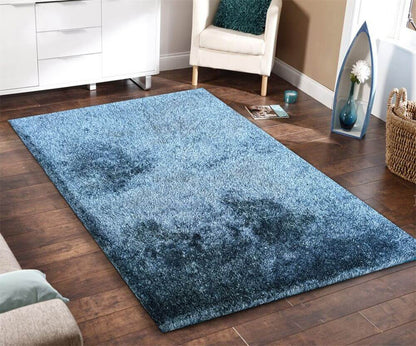 Fuzzy Two Tone Blue Area Rug