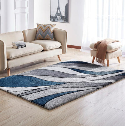 Aria Blue & Gray Soft Pile Shaggy Area Rug