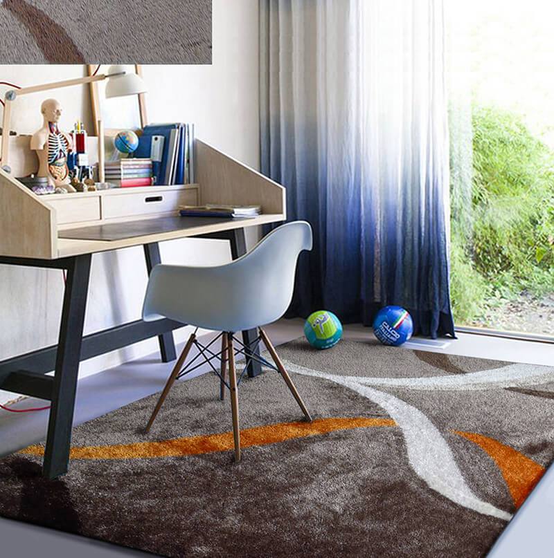 Aria Mocha & Rust Soft Pile Shaggy Area Rug