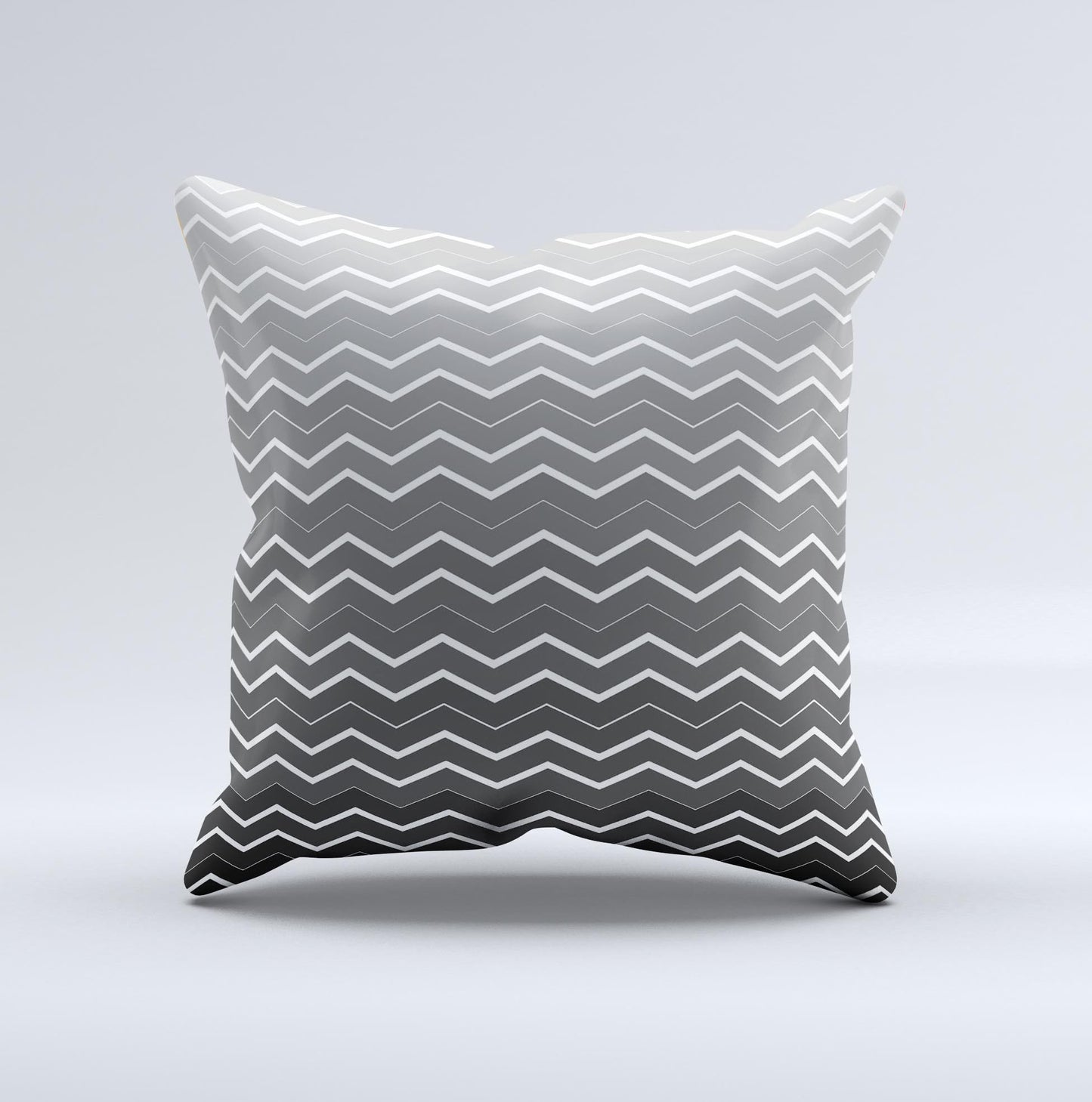 Black Gradient Layered Chevron Ink-Fuzed Decorative Throw Pillow