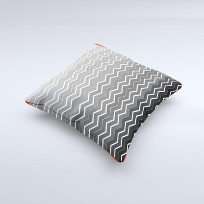 Black Gradient Layered Chevron Ink-Fuzed Decorative Throw Pillow