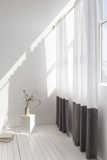 Two-Colored Linen Curtain & Drape with Multifunctional Tape in Snow