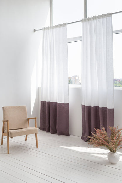 Two-Colored Linen Curtain & Drape with Multifunctional Tape in Snow