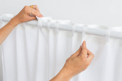 Two-Colored Linen Curtain & Drape with Multifunctional Tape in Snow