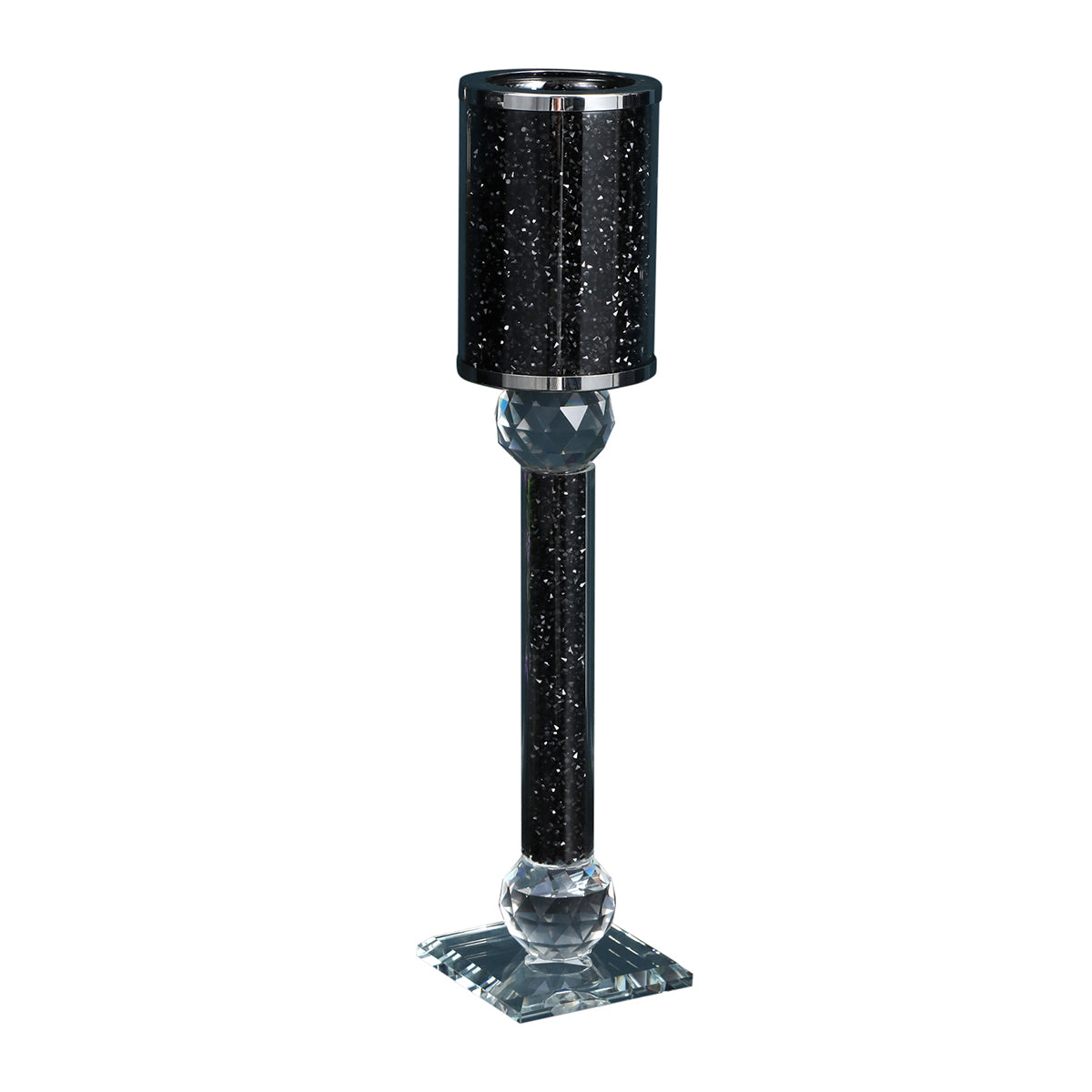 Ambrose Exquisite Candle Holder in Gift Box, Black Crushed Diamonds