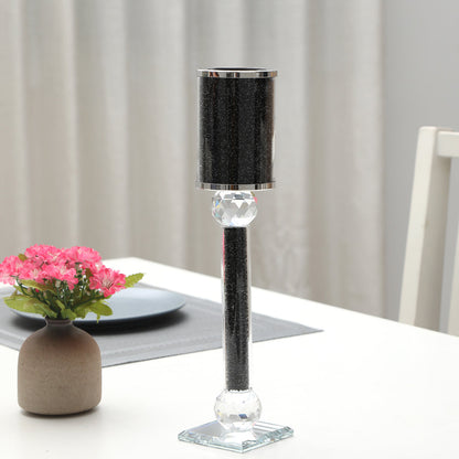 Ambrose Exquisite Candle Holder in Gift Box, Black Crushed Diamonds