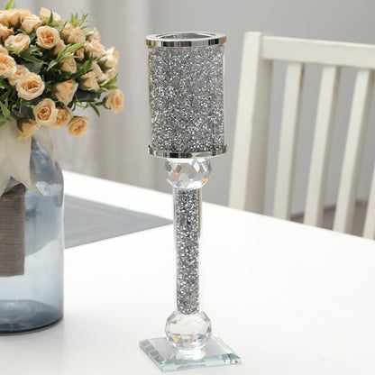 Ambrose Exquisite Candle Holder in Gift Box, Silver Crushed Diamonds