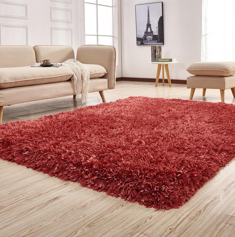 "Coral" Shag Area Rug High Pile in Peach