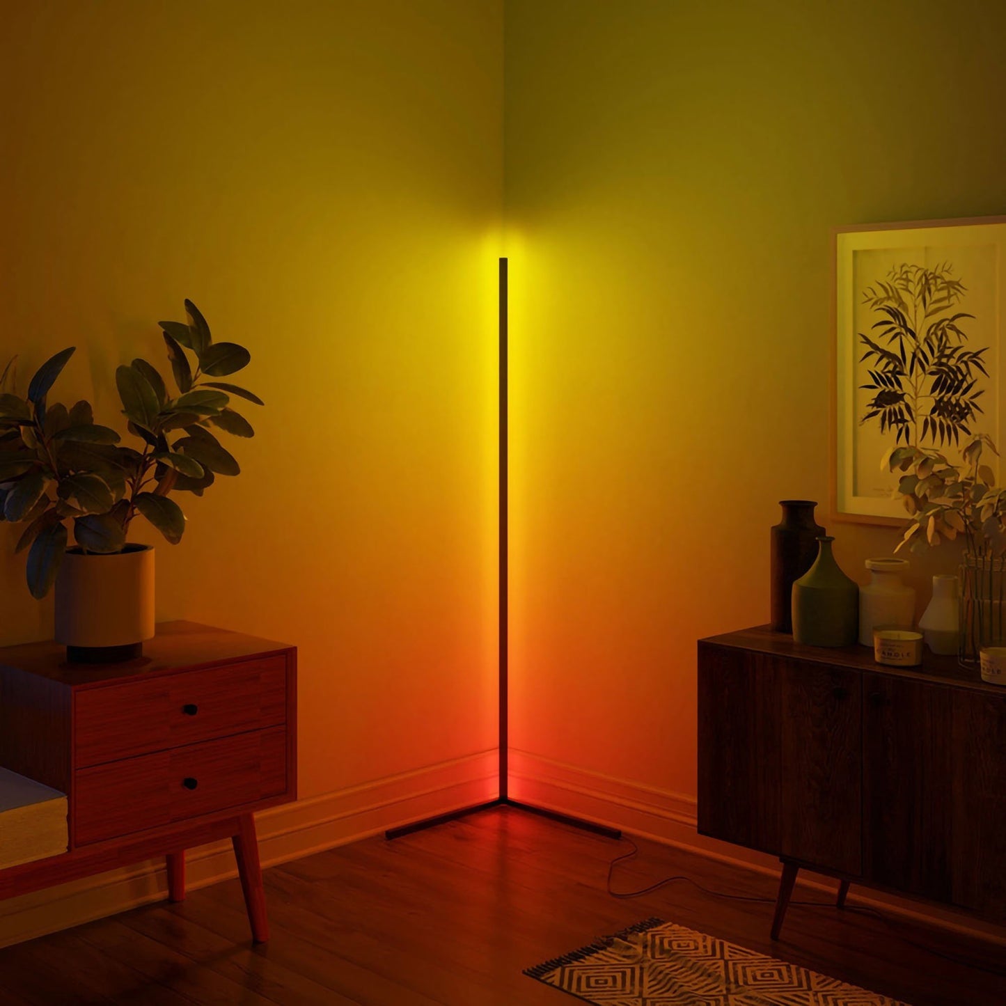 Corner Floor Lamp, Minimalist RGB LED Light