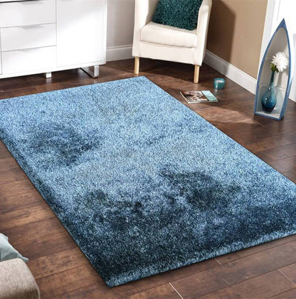 Fuzzy Two Tone Blue Area Rug