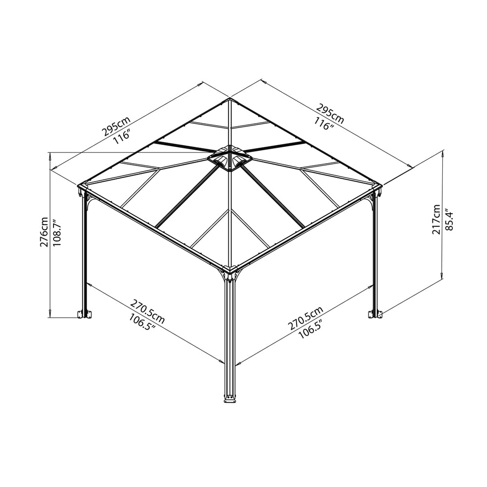 Palram Palermo 3600 Gazebo 12 x 12 Gray