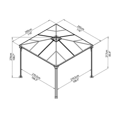 Palram Palermo 3600 Gazebo 12 x 12 Gray