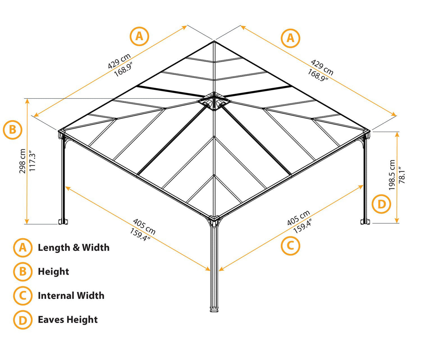 Palram 4300 Gazebo, 14' x 14', Gray