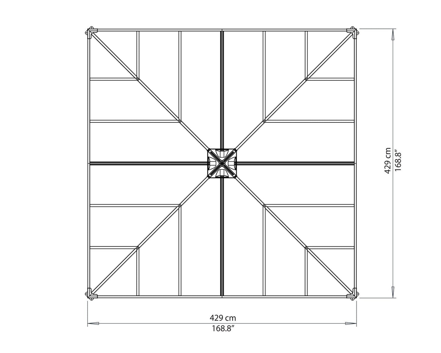 Palram 4300 Gazebo, 14' x 14', Gray