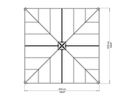 Palram 4300 Gazebo, 14' x 14', Gray