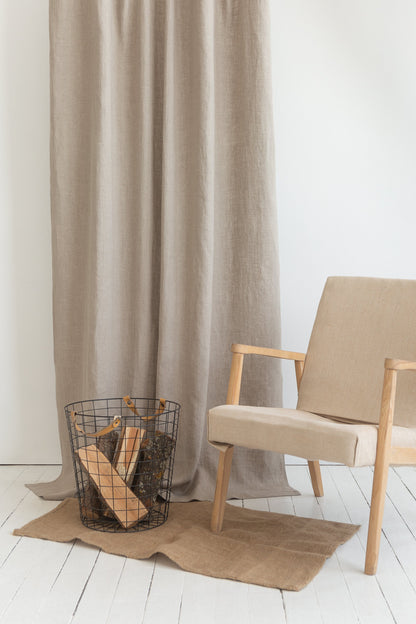 Natural Linen Curtain & Drape With Ties