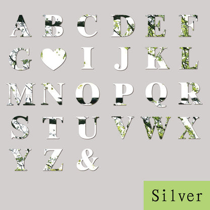 Mirror Wall Sticker Decoration Silver 26 Letters