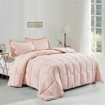 King Size Pink 3 Piece Microfiber Reversible Comforter Set