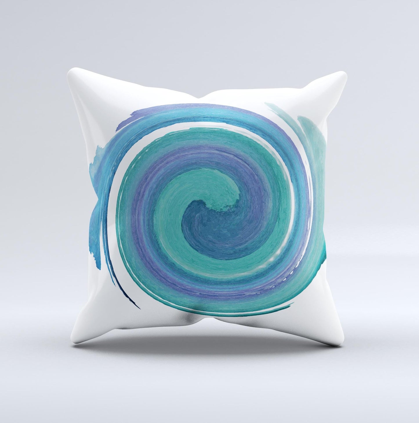 The Blue & Green Watercolor Swirl ink-Fuzed Decorative Throw Pillow