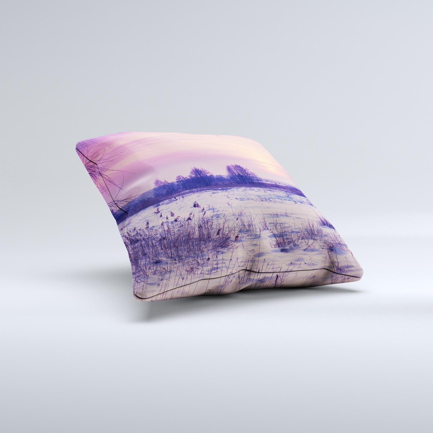 The Calm Snowy Sunset ink-Fuzed Decorative Throw Pillow