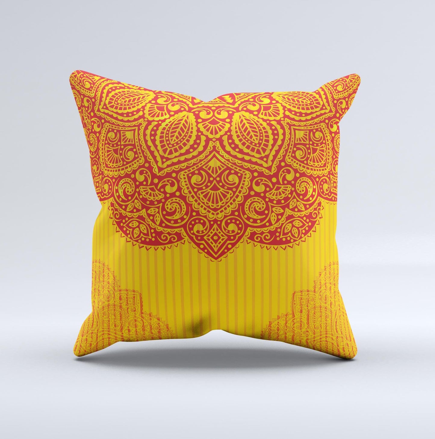 Gold & Red Abstract Seamless Pattern Ink-Fuzed Decorative Throw Pillow
