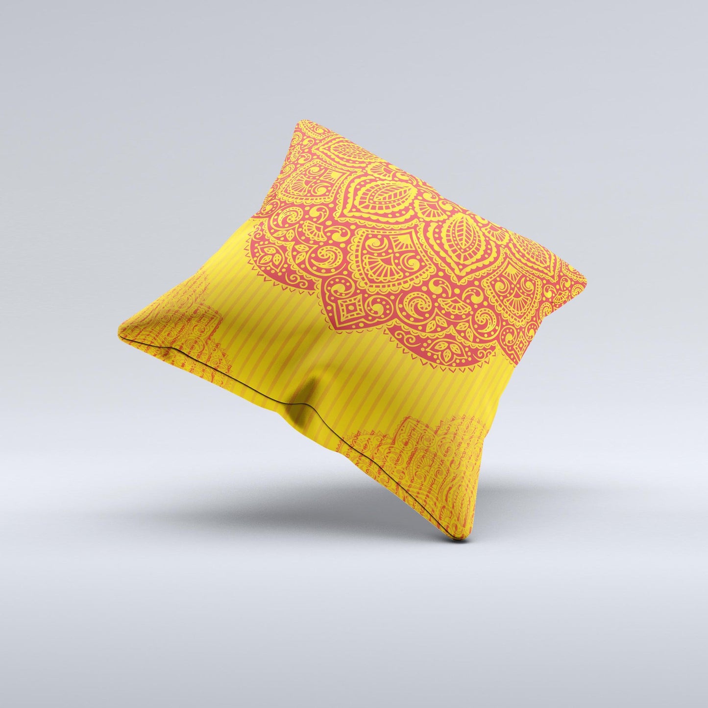 Gold & Red Abstract Seamless Pattern Ink-Fuzed Decorative Throw Pillow