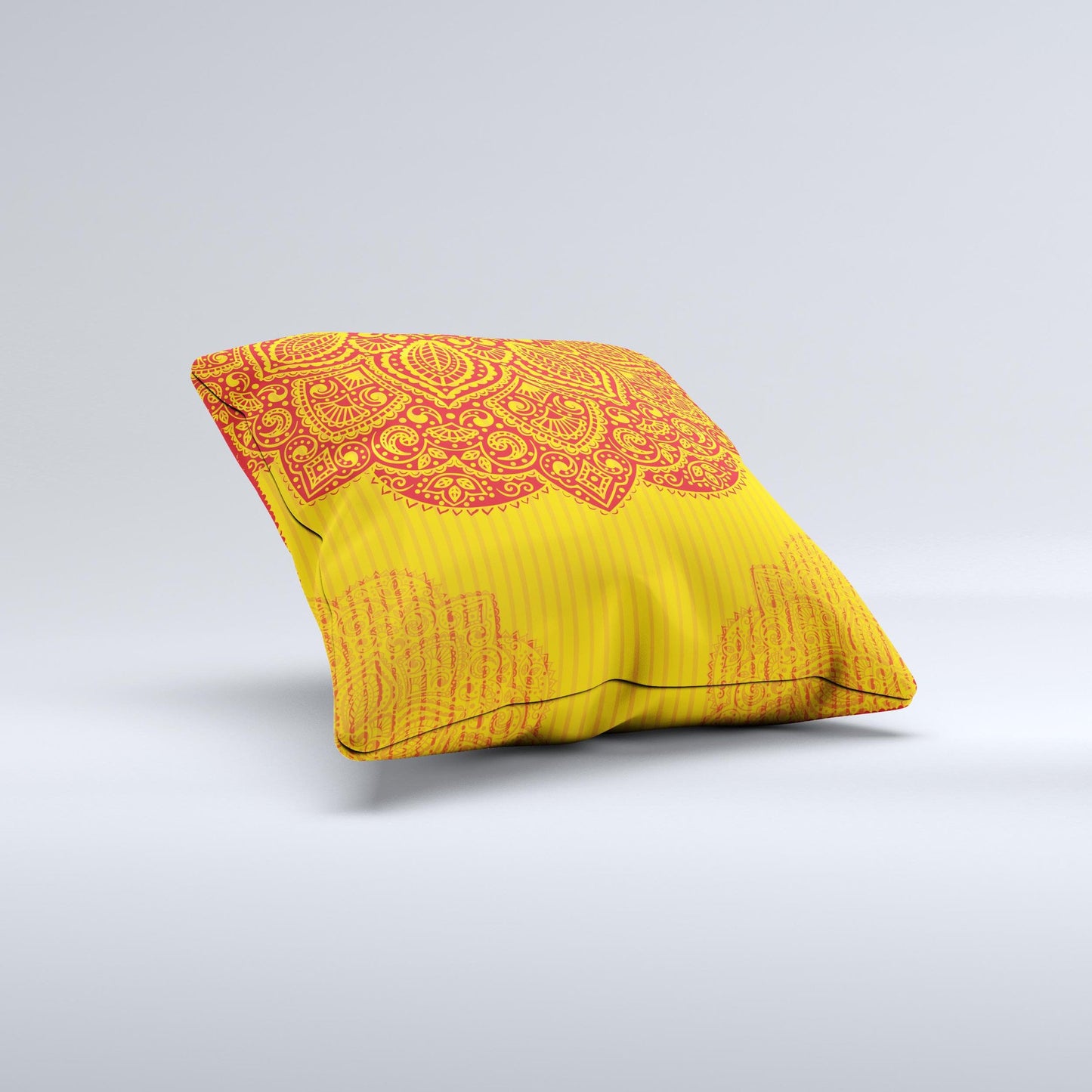 Gold & Red Abstract Seamless Pattern Ink-Fuzed Decorative Throw Pillow