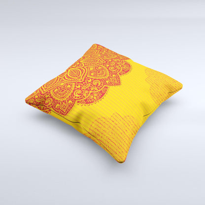 Gold & Red Abstract Seamless Pattern Ink-Fuzed Decorative Throw Pillow