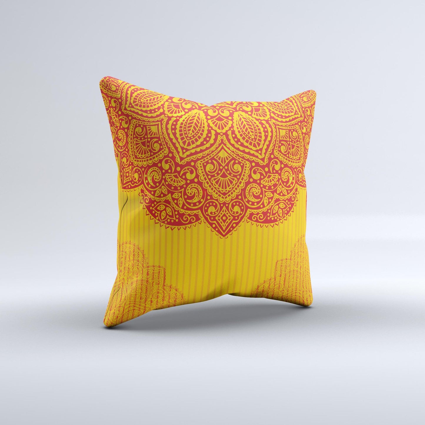 Gold & Red Abstract Seamless Pattern Ink-Fuzed Decorative Throw Pillow