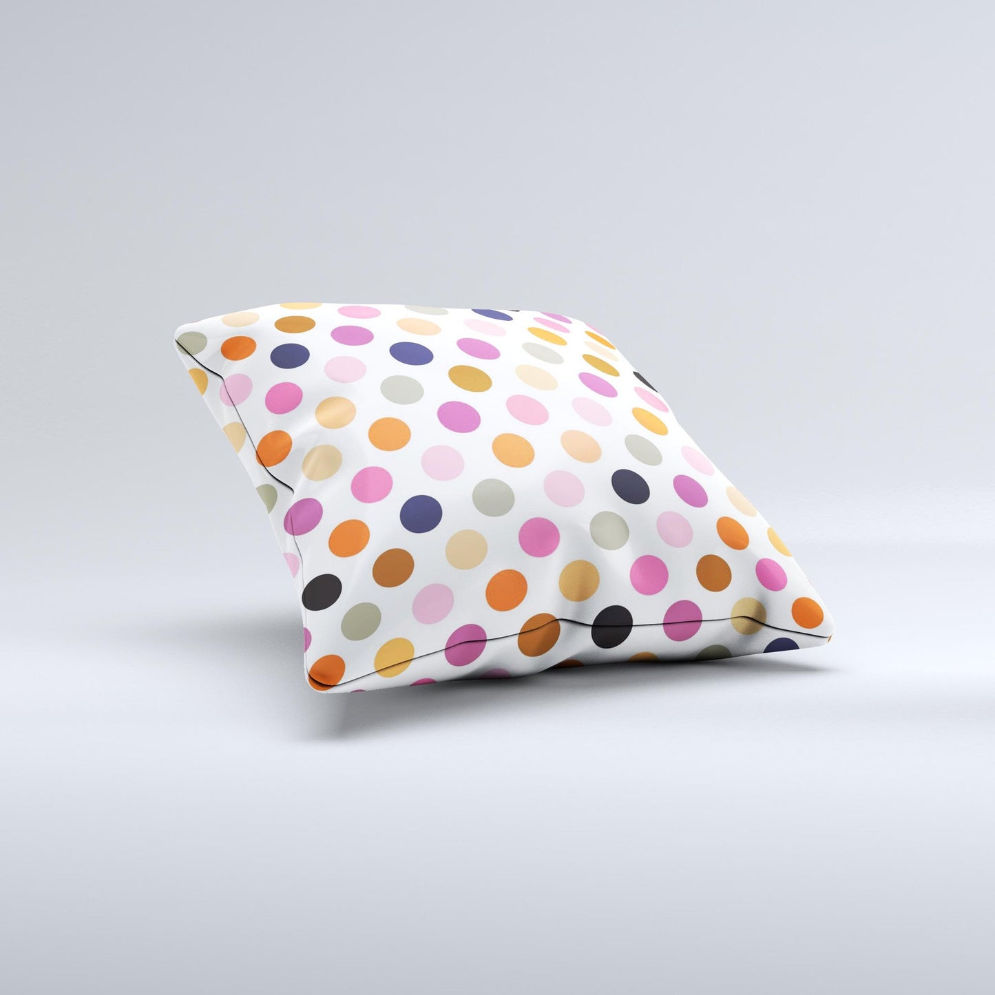 Solid Pink & Blue Colored Polka Dots Ink-Fuzed Decorative Throw Pillow