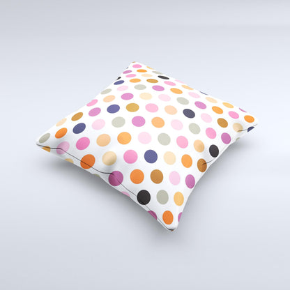 Solid Pink & Blue Colored Polka Dots Ink-Fuzed Decorative Throw Pillow