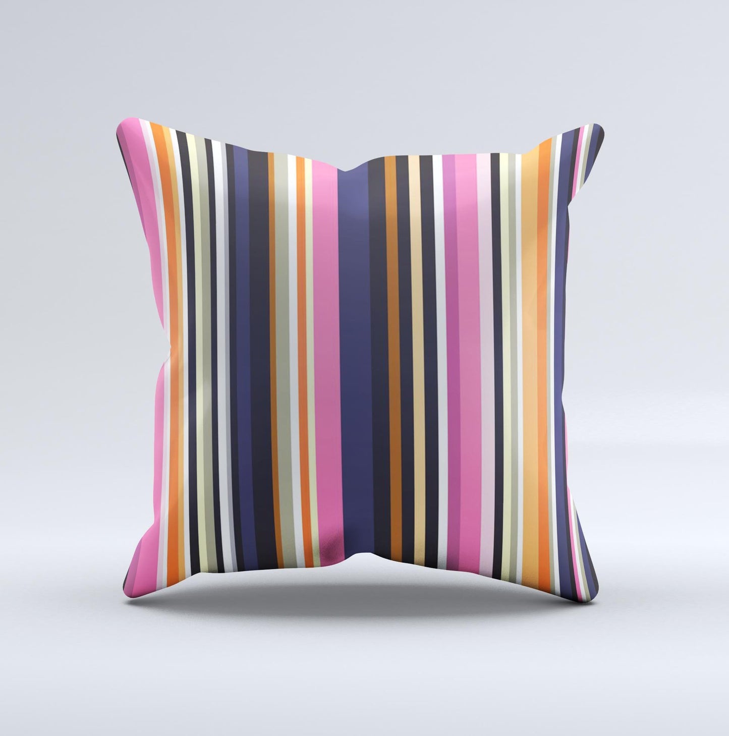 Solid Pink & Blue Colored Stripes Ink-Fuzed Decorative Throw Pillow