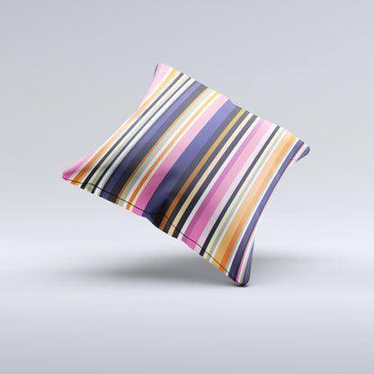 Solid Pink & Blue Colored Stripes Ink-Fuzed Decorative Throw Pillow