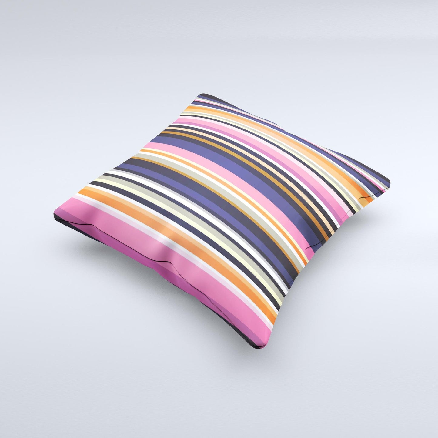 Solid Pink & Blue Colored Stripes Ink-Fuzed Decorative Throw Pillow