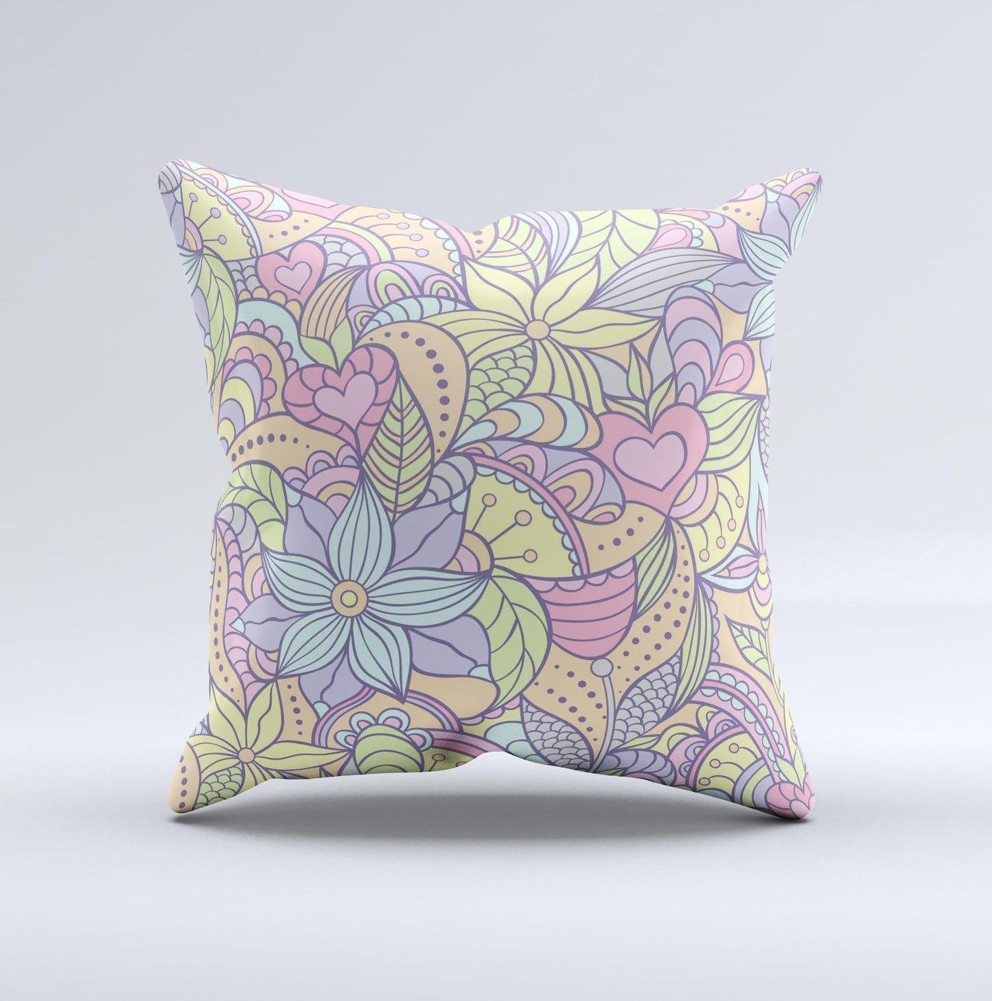 Subtle Abstract Flower Pattern  Ink-Fuzed Decorative Throw Pillow