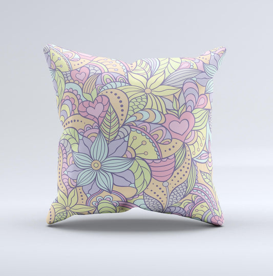 Subtle Abstract Flower Pattern  Ink-Fuzed Decorative Throw Pillow