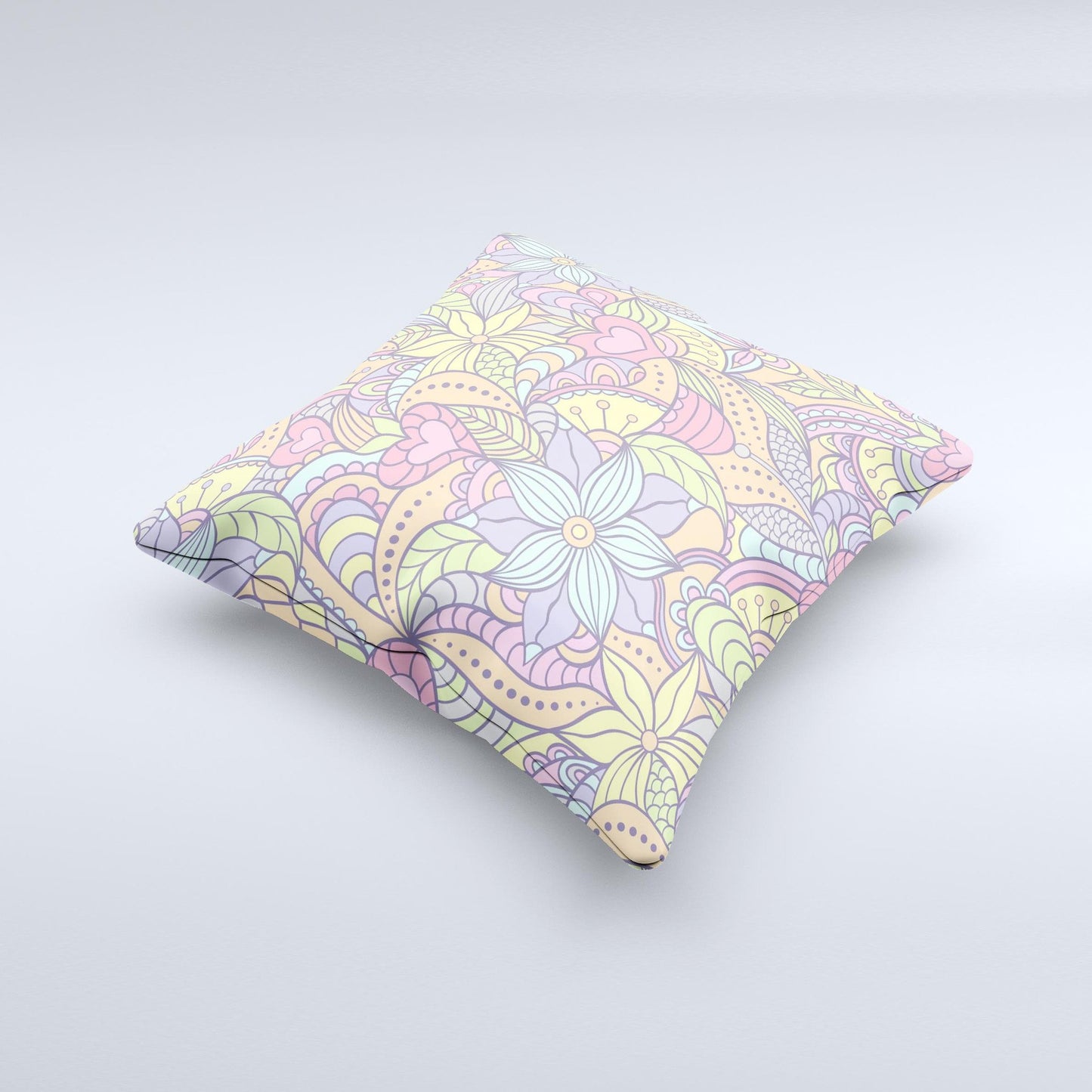 Subtle Abstract Flower Pattern  Ink-Fuzed Decorative Throw Pillow