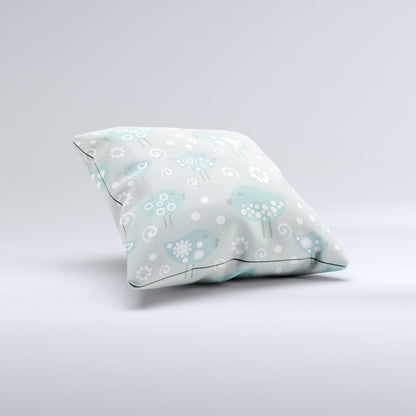 Subtle Blue Multiple Birds Ink-Fuzed Decorative Throw Pillow