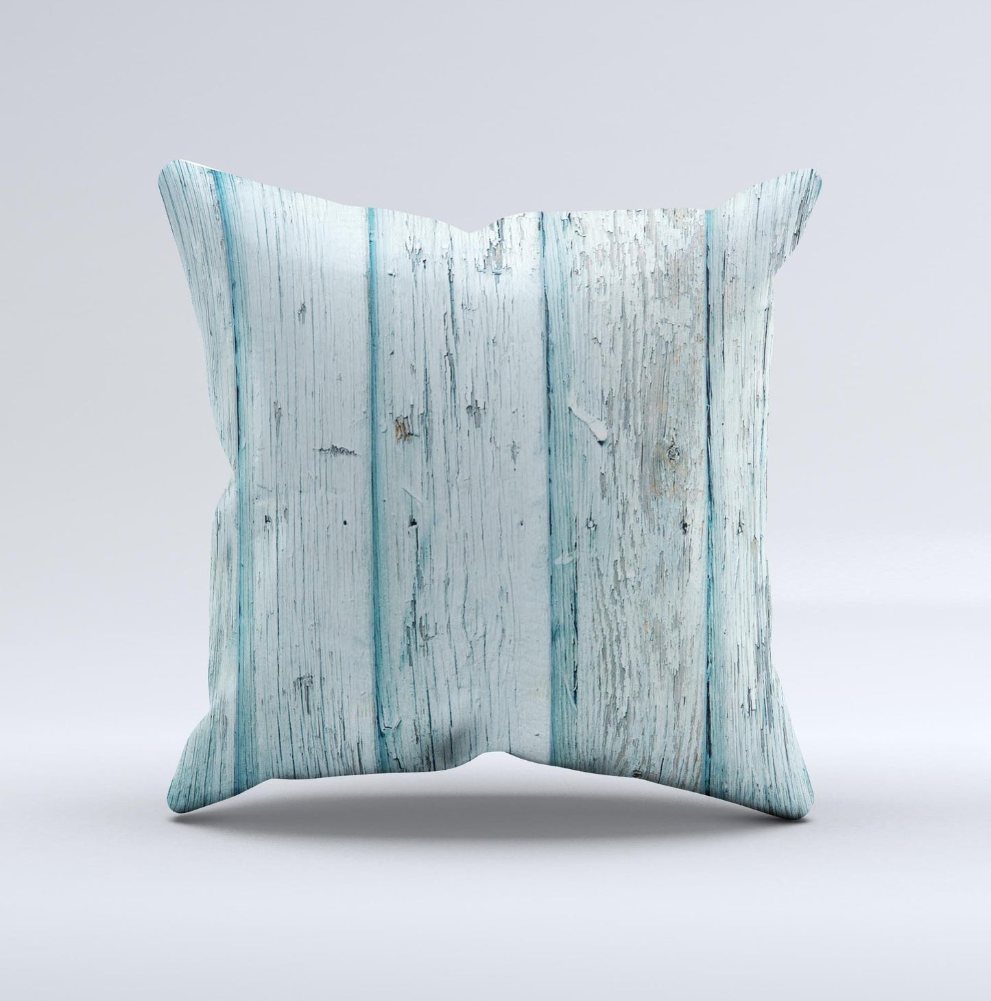 Subtle Blue Vertical Aged Wood Ink-Fuzed Decorative Throw Pillow