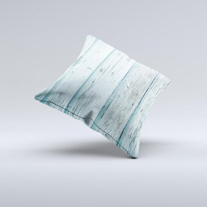 Subtle Blue Vertical Aged Wood Ink-Fuzed Decorative Throw Pillow